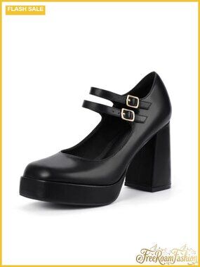 IDIFU IN4 Mary Jane Platform Chunky High Heels Closed Toe Square Toe Dress Pumps